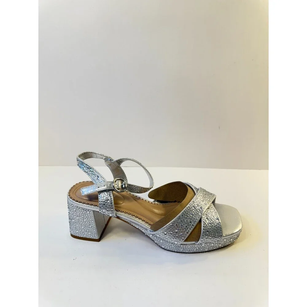 Kelly & Katie Womens Silver Block Heels US 8